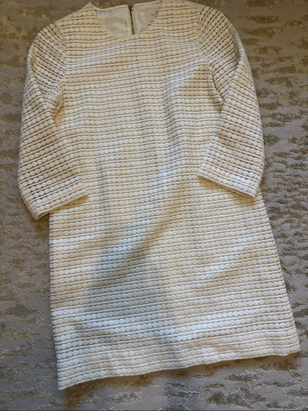 kate spade Cream Textured Dot-Stripe Girls Dress